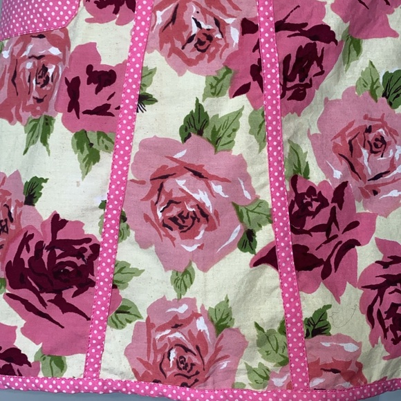 Apron Floral Print Cottagecore Pink Roses OS - Picture 11 of 12